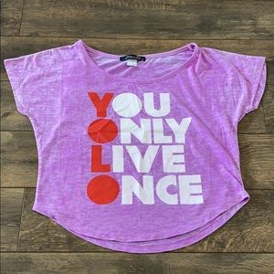 Miami Style S You Only Live Once Purple Crop Top